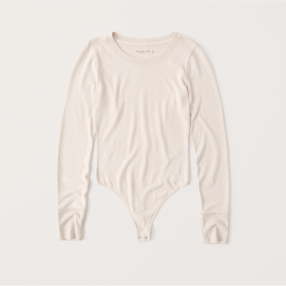 Abercrombie & Fitch Long Sleeve
Crewneck Bodysuit. Size Small. Beige/Cream.